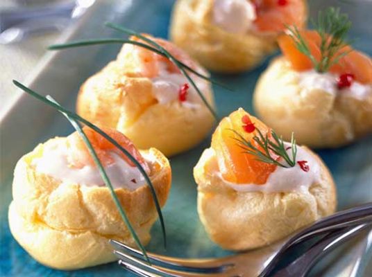 Petits choux farcis à la truite saumonée