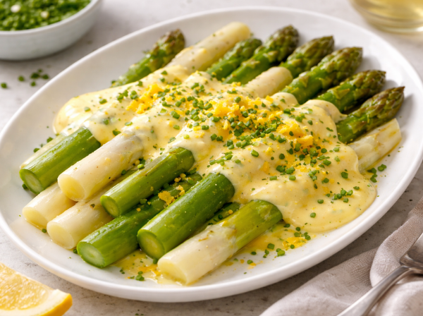Asperges vertes, sauce mousseline