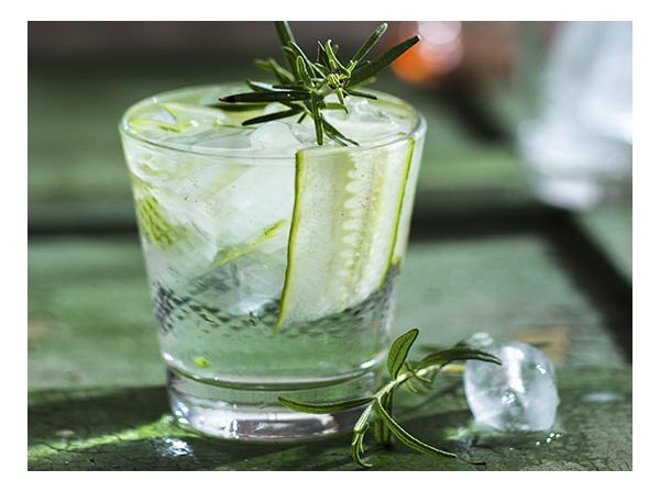 Cocktail Gin Tonic au concombre et romarin