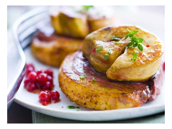 Tournedos Rossini, sauce aux  groseilles